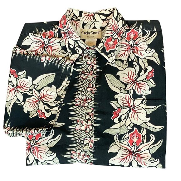 VTG Cooke Street Hawaiian Tropical Button Front Short Sleeve Shirt Mens XL #190B - Picture 1 of 7